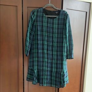 Madewell Green Sheath Dress Long Sleeve Crew Neck